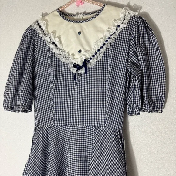Vintage Jeri Bee navy blue gingham cottagecore dress size 10 Vintage Jeri Bee navy blue gingham cottagecore dress size 10